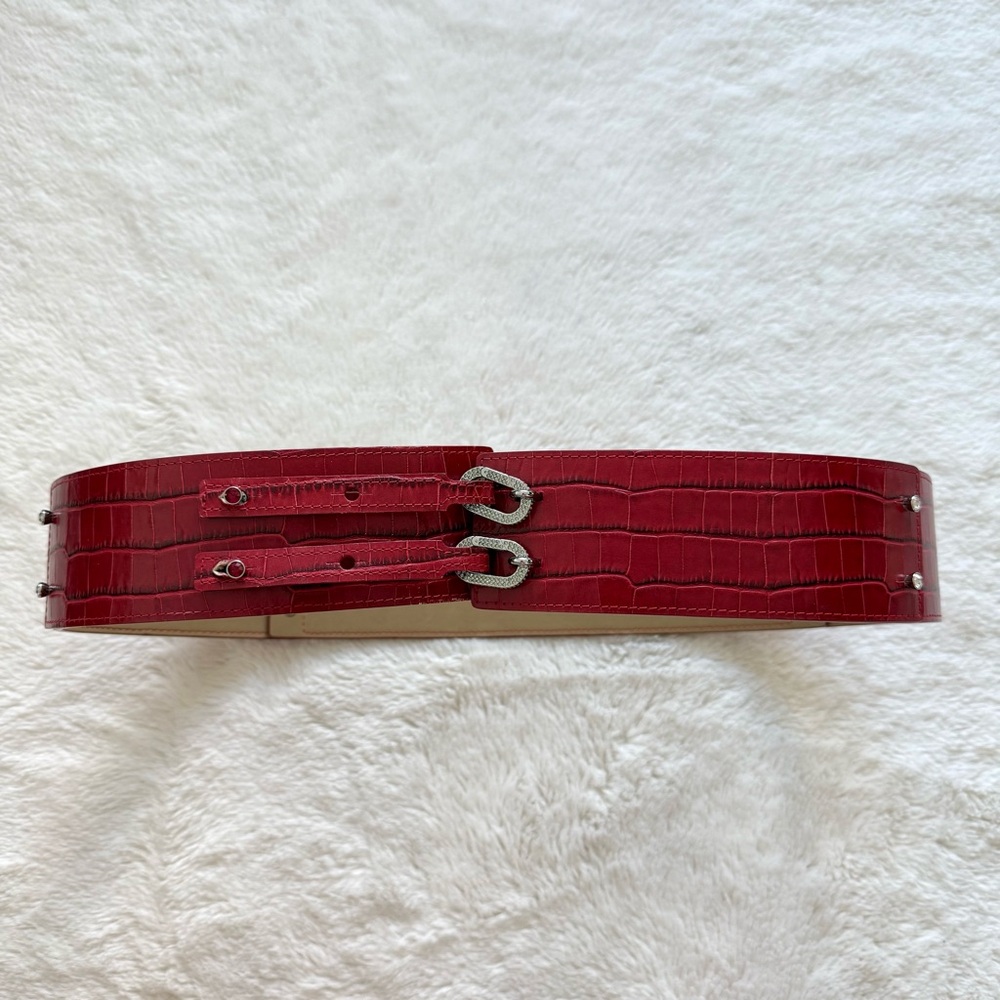 SWAROVSKI women leather wide belt size M/L Authentic